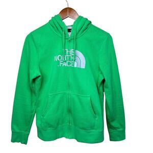 THE NORTH FACE Women’s Size M Green Cotton Full Zip Logo  Pockets Hoodie